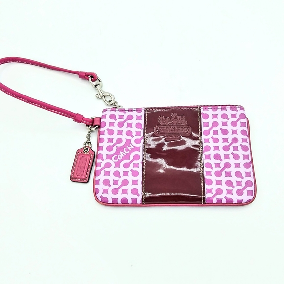 Coach Handbags - COACH Signature "C" Maroon Raspberry 6"L x 4"H x 4"D Vinyl Wristlet